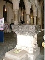 the finest black Tournai marble font in England