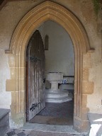 south doorway and font