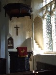 pulpit and rood stairs with a newel rail